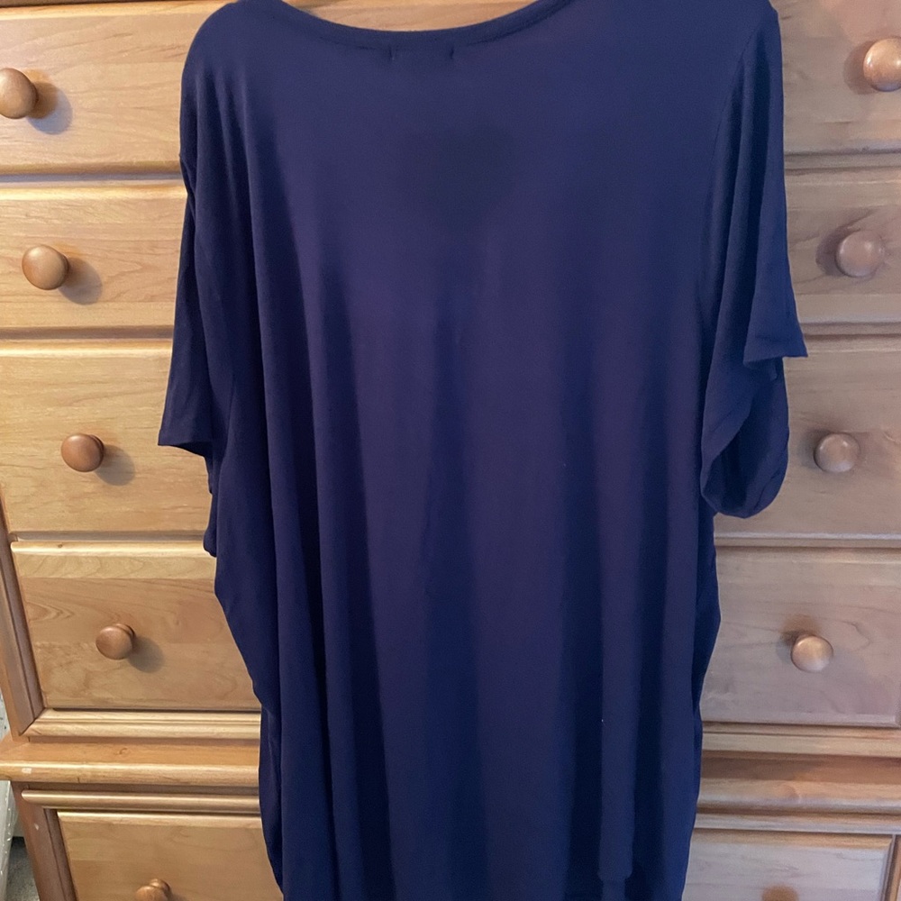 Lane Bryant Deep Blue Floral Short Sleeve Tunic - Picture 3 of 7